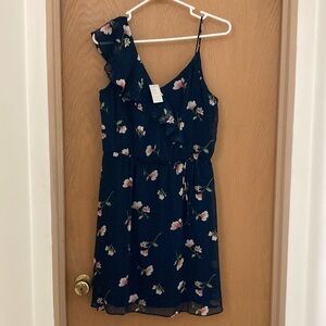 NWT M Maurice’s blue floral ruffle strap v neck mini dress